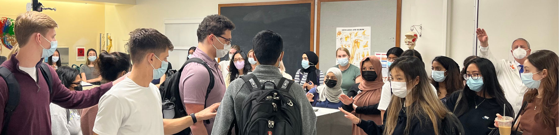 Students blessing the donor bays in the Anatomy Lab