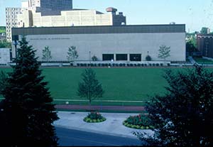 Exterior view of the Halas Sports Center on Lake Shore Campus