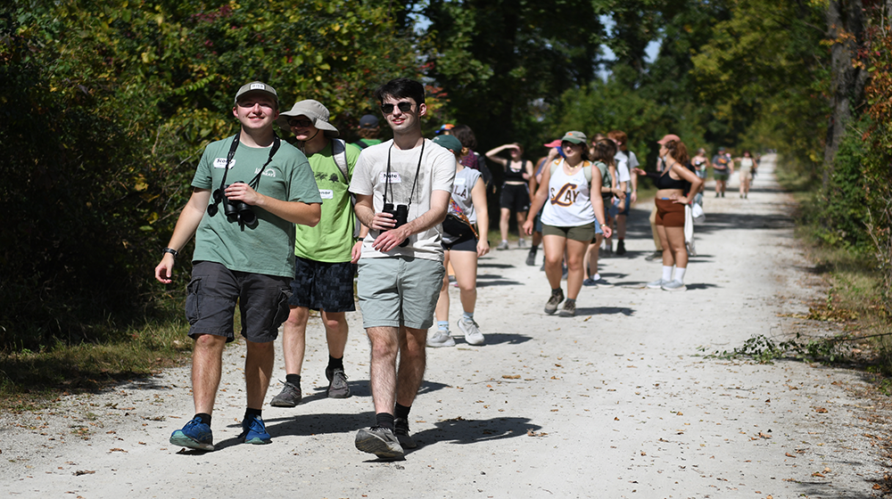 Group of students walking outside