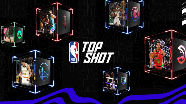 NBA Top Shot logo with basketball highlight graphics