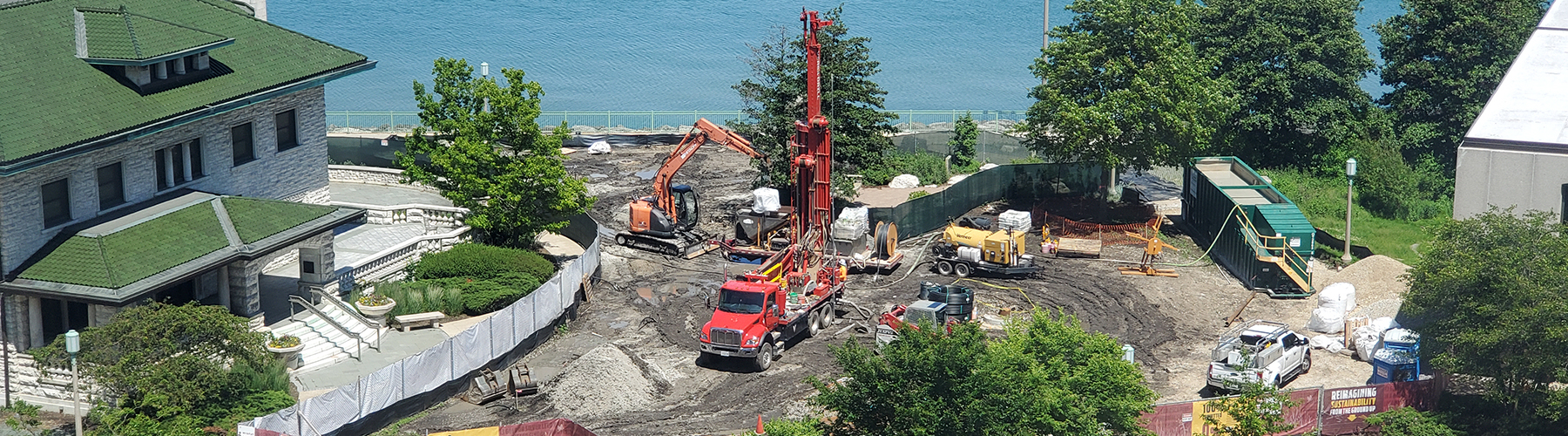 geothermal well installation on lake shore campus