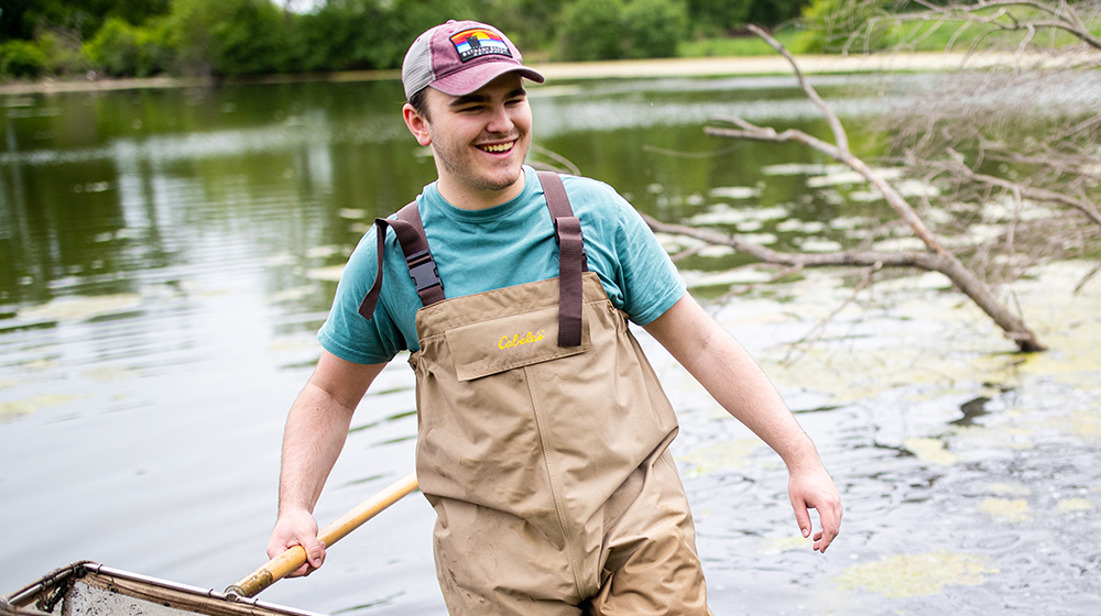 Thomas Crabtree at LUREC in waders